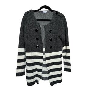 Baciano Cardigan‎ Jacket in Charcoal & White Stripes Women’s Size Large